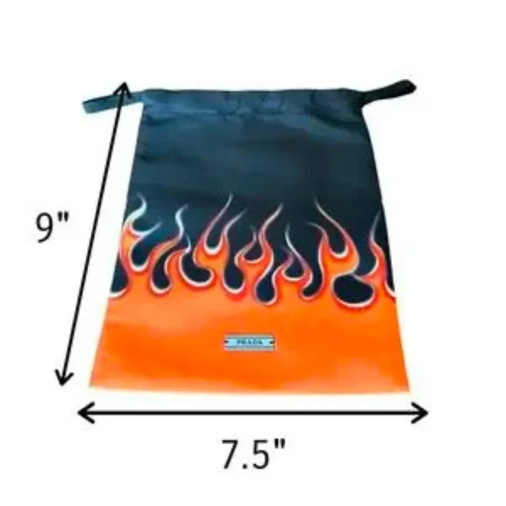 PRADA Flame Drawstring Dust Bag in Orange/Black￨(Size 7.5